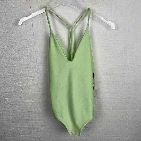 Jade Swim All In One Piece S Womens New $198 Melon Green V Neck Strappy